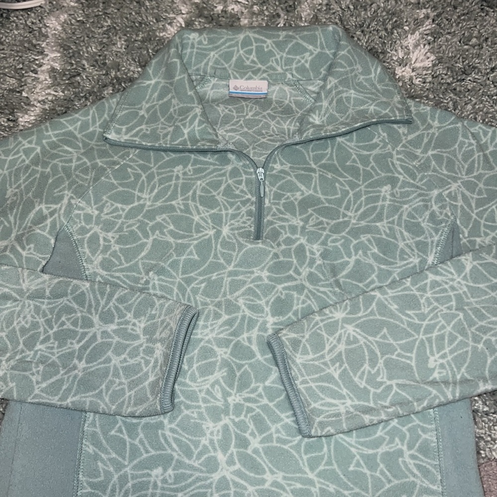 COLUMBIA pullover half zip fleece sweater women’s sz Small light teal 💚💙 EUC - Picture 6 of 11